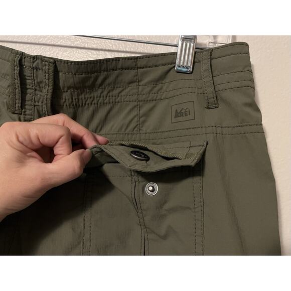 Rei Pants Womens 10 Petite Green Nylon Lightweight Cargo Rollup Hiking Camping - Picture 5 of 11